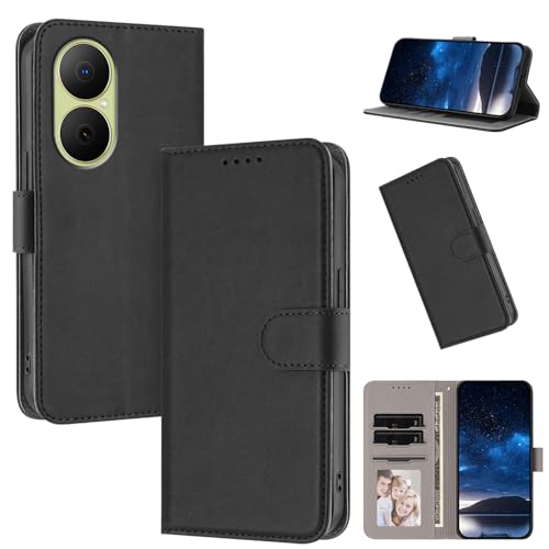 Rfvzubemok Compatible with Huawei Enjoy 80 4G / Nova Y73 4G Flip Kickstand Magnetic Closure Wallet Phone Case Black