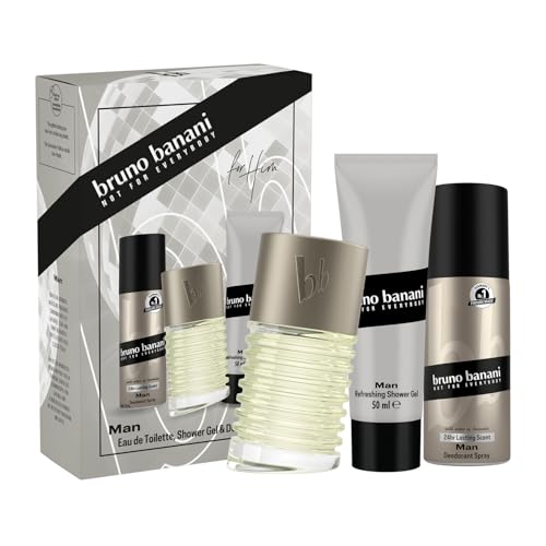 bruno banani Man Geschenkset mit Eau de Toilette, Duschgel und Deodorant-Spray mit fesselndem, aromatischem Männer-Duft, 30 ml… – Ansicht 1