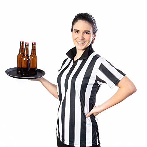 Crown Sporting Goods Women's Official Striped Referee/Umpire Jersey, Black/White, X-Small
