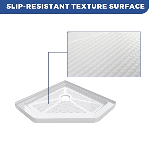 Ckb 38 In. L X 38 In. W X 2-1/2 In. H Corner Drain Shower Base, Double Threshold Shower Pan With Slip Resistant Textured Surface, Black #TOP2