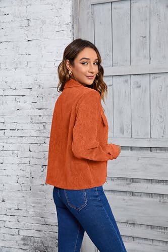 TASAMO Womens Cropped Corduroy Shackets Button Down Long Sleeve Fall Fashion Jacket Tops Casual Shirts Trendy 20254