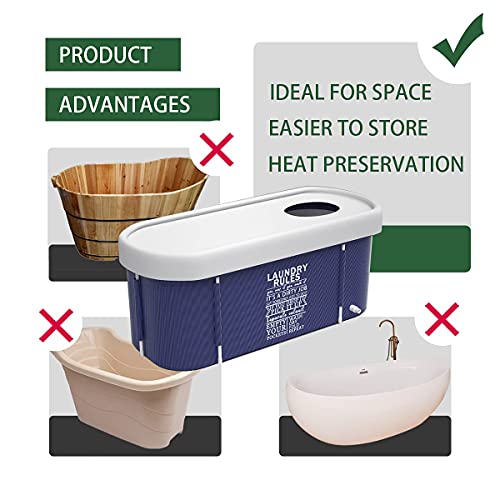 Kiseely Portable Foldable Bathtub For Adult, Large Family Soaking Bathtub For Spa, Efficiently Maintaining Hot & Cold Temperature Bathtub 47.3X21.7X19.7Inch (Blue Style) #TOP3