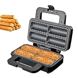 Máquina para Rollos de Salchicha 800W, Máquina Comercial para Rollitos de Huevo de 4 Piezas con Placas Antiadherentes y Luces Indicadoras, Máquina para Desayuno de Salchichas, Perritos Calientes