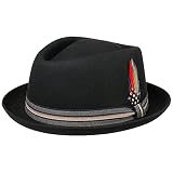 Stetson Beloit Diamond Wollhut Wollfilzhut Filzhut Outdoorhut Regenhut Trilby Porkpie Damen/Herren - Frühling-Sommer Herbst-Winter - L (58-59 cm) schwarz