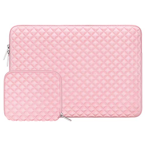 MOSISO Laptop Sleeve Compatible with 13-13.3 inch MacBook Pro, MacBook Air, Notebook Computer, Diamond Foam Neoprene Bag with Small Case, Rose Quartz