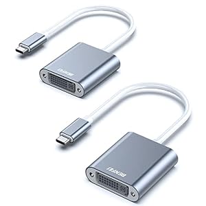 BENFEI USB C auf DVI Adapter, 2 Stück USB Typ C [Thunderbolt 3/4] zu DVI-D Adapter Stecker auf Buchse, Konverter für iPhone 15 Pro/Max MacBook Pro/Air 2023 iPad Pro iMac S23 XPS 17 usw