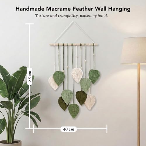 Image of Nostrae by Ekhasa Macrame Wall Hanging Leaves | Boho Wall Hanging Big Size | Handmade Macrame Wall Decor for Bedroom, Living Room, Balcony & Nursery | Boho Theme Home Decor Tapestry