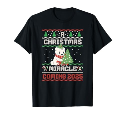Divertido suéter feo anuncio de embarazo de Navidad Camiseta