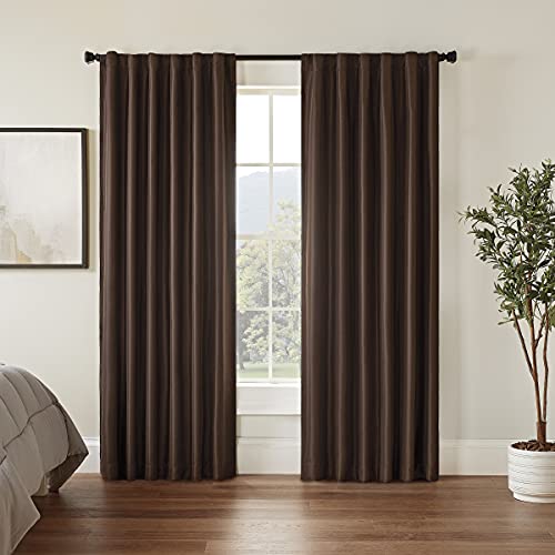 ECLIPSE Fresno Modern Blackout Thermal Rod Pocket Window Curtain for Bedroom (1 Panel), 52" x 63", Espresso by Eclipse - Image 2