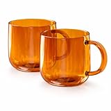 Serro Amber Glass Coffee Mugs with Handle (Set of...