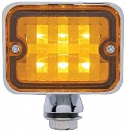 Amber 6 LED Hot Rod Classic Car Park Turn Signal Lights, Chrome Metal Base, 2 Pack, for Car
