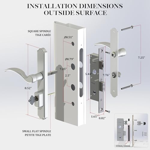 House Guard Storm Door Handle Replacement with Lock, Fits Storm & Screen Doors, for 1.1–1.97 Inch Thick Doors, 0.87 Inch & 1.02 Inch Backset, 2.5 Inch Center-to-Center Spacing (Oil Rubbed Bronze) by House Guard - Image 2