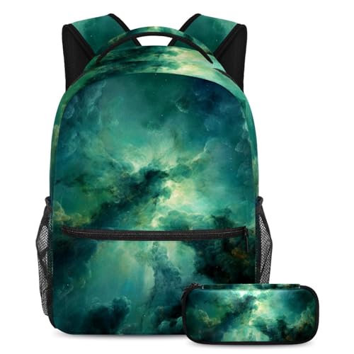 Sac à dos galaxie verte idéal pour le collège et les sorties