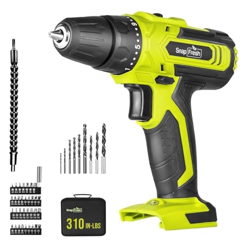 SnapFresh Cordless Drill, 20V Power Drill Set with 2 Variable Speed, 21+1 Torque Setting, Lightweight, LED, 43pcs Drill Bits, Impact Drill Set for Home, DIY (Battery & Charger Not Included)