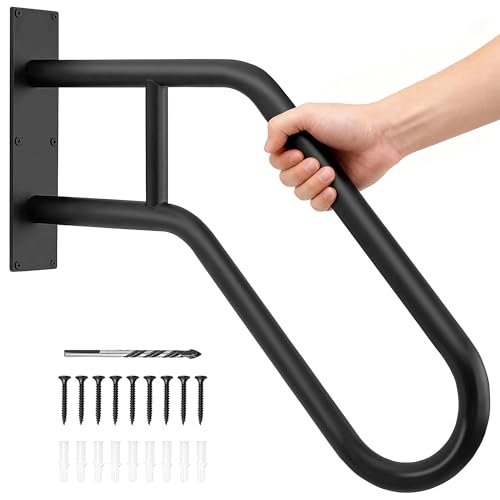 Main Courante d'Escalier Extérieure en U pour 1 à 3 Marches, Rampe d'Escalier Murale pour Jardin Porche, Main Courante Antidérapante de Marche pour Personnes Âgée, Femmes Enceintes, Handicapées