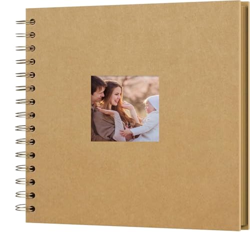 AIOR 手作りアルバム 台紙 フォトアルバム 写真ウィンドウ付きスクラップブックアルバム 250 GSM厚紙 20枚 40ページ 21CMx21CM 思い出帳 DIY 写真集 卒業記念集 赤ちゃん写真集 結婚記念 誕生日 プレゼント(ブラウン)