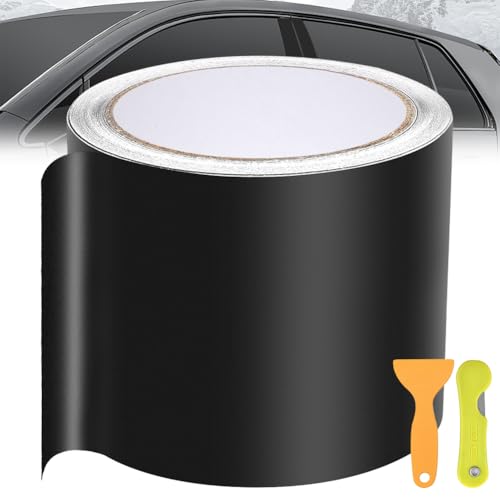 FARYODI Autofolie Auto Folie 10cm*9M, Schutzfolie Lackschutzfolie Selbstklebend, Dekorative Auto Klebefolie Schutz Türschwellenaufkleber, Matt Schwarz