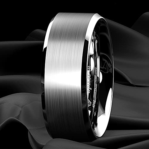 ATOP 8Mm Silver Wedding Band for Men Tungsten Carbide Ring Classic Brushed Comfort Fit Male Bridal Engagement Ring4