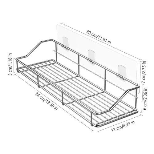 ODesign Adhesive Bathroom Shelf Organizer Shower Caddy Kitchen Spice Rack Wall Mounted No Drilling SUS304 Stainless Steel Rustproof
