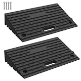 YEATHOR Kerb Ramp Rubber, Pack of 2, 53 x 32 x 10 cm, Wheelchair Ramp Slope, Non-Slip, 2000 kg Load Capacity, Step Ramp for Car, Mobility Scooters