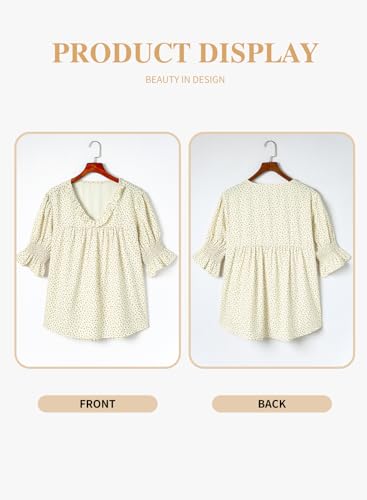 Eytino Womens Plus Size Floral Print Blouses V Neck Ruffle Flowy Short Sleeve Shirts Babydoll Casual Tunic Tops(1X-5X)3