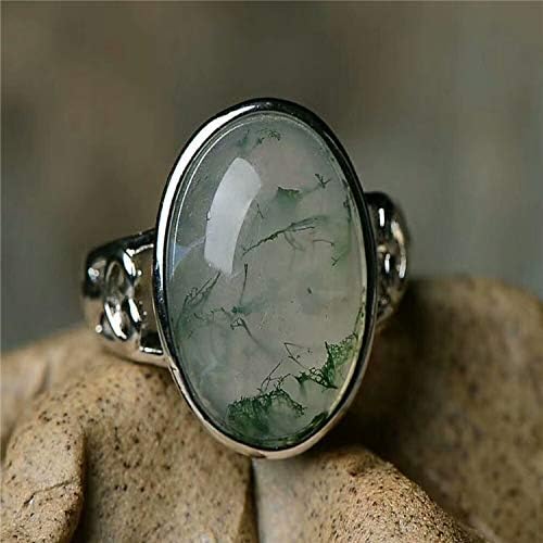 EASTCODE 100% Real Green Jade Ring Ocean Water Agate Rings resizable Emerald Ring 925 Sterling Silver Ring Women Rings Jade Jewelry