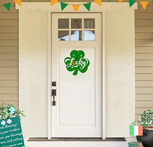 St Patricks Day Decorations - Lucky Shamrock Decorations - Wooden Door Sign Hanging Wreath For Home Wall Farmhouse Indoor Outdoor Decor Party Supplies #TOP1
