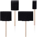 HINZIC 4 Pcs 4 Sizes Foam Paint Brushes, 1inch 2inch 3inch 4inch Wood Handle Sponge Brushes for Painting, Staining, Varnishes, and DIY Craft Projects