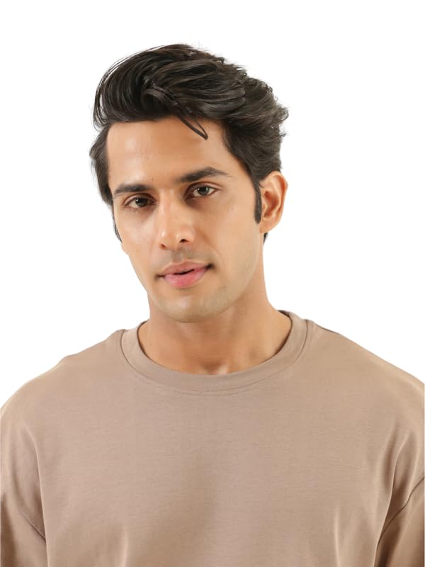 Image of SAADAA Men's Oversized Cotton T-Shirt | 210 GSM Heavyweight Fabric | Drop Shoulder | Dual Knit | Comfortable Casual Wear | Solid Colors