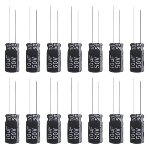 ALLECIN 10uF 50V Electrolytic Capacitor 5x11mm 10 uF MFD 50 Volt 0.2x0.43in Aluminum Capacitors (Pack of 15)
