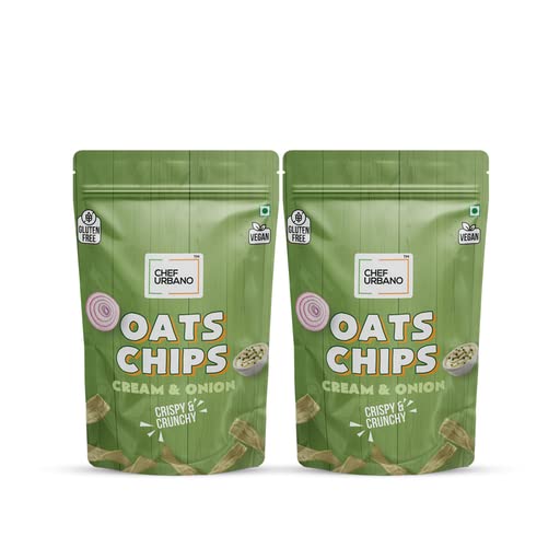 Chef Urbano Oats Chips Cream & Onion 85g Pack of 2 | Gluten Free | | Vegan | Low GI| Crunchy Healthy Snacks | High Protein and Fiber Rich | Good for Diet | Good for Kids (B0C4Q1T5RT) Amazon Price History, Amazon Price Tracker