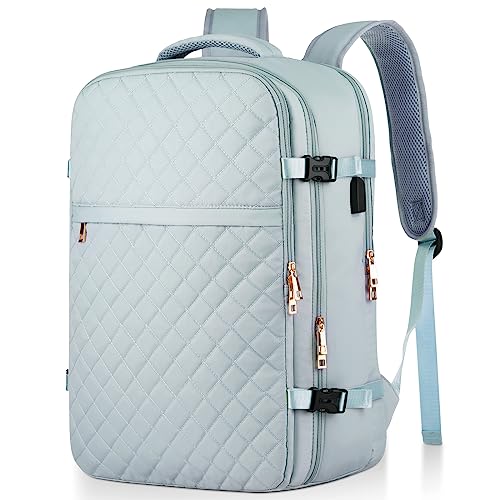 MOMUVO Large Travel Backpack Women, Flight Approved Carry On Backpack, Water Resistant Anti-Theft Casual Daypack School Bag,17.3 inch,Blue by MOMUVO - Used condition - CA$46.03
