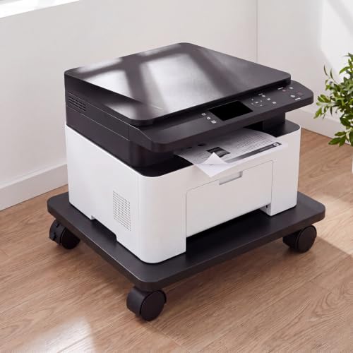 Image of Beeveer 2 Pcs Black Under Desk Printer Stand 15.8 x 13.8 x 3.2 Inches