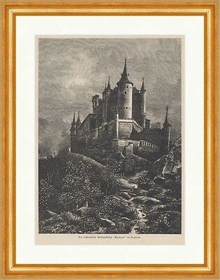 El rey rey de Alcazar en Segovia Torre de madera de punto E 17699 enmarcado.