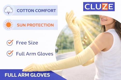 Image of Women's Driving Gloves, Printed Cotton Full Hand Summer Gloves for Protection from Sun Burn /Heat /Pollution (Pack of 1 Pair)