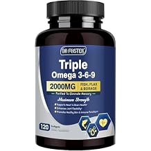 Triple Omega 3-6-9 Fish Oil 2000mg with Vitamin E - EPA & DHA Fatty Acids Supplement - Supports Heart, Brain, Eye, Joint, Skin & Immune Health - Includes Flaxseed & Borage, Non-GMO, 120 Softgels