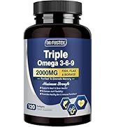 Triple Omega 3-6-9 Fish Oil 2000mg with Vitamin E - EPA &amp; DHA Fatty Acids Supplement - Supports H...