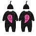 YSCULBUTOL Baby Twins Bodysuit Born Together Friends Forever Newborn Clothes Unisex Twin Outfits With Hat(Gold Pink 6m)