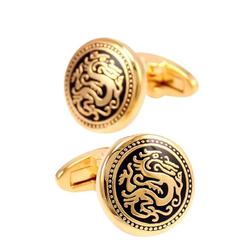 Gemelos para hombre de dragón oro clásico idóneos para lucir en trajes de etiqueta