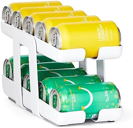 YouCopia RollDown Beverage Can Dispenser, Space-Saving 2-Tier Drink Organizer for Fridge Storage