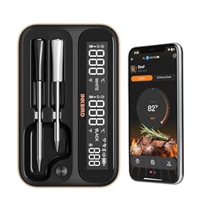 5GHz & 2.4GHz WiFi Wireless Meat Thermometer, Inkbird WiFi Meat Thermometer with 2 Size-Coded Probes and Unlimited Range,Bluetooth 5.4 Meat Thermometer with 360° Readable LCD-Enhanced Booster