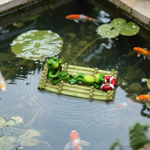 Vartegas - Décoration de bassin - Mini étang - Grenouille - Décoration flottante pour mini étang - En résine - Taille L