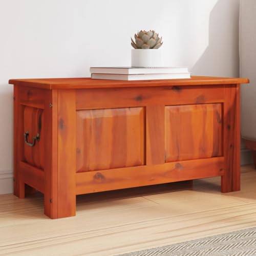 Vetnasa Baúl de almacenamiento con tapa madera maciza de acacia marrón Mobiliario, Armarios y almacenamiento, Baúles de almacenamiento Marrón 11 KG