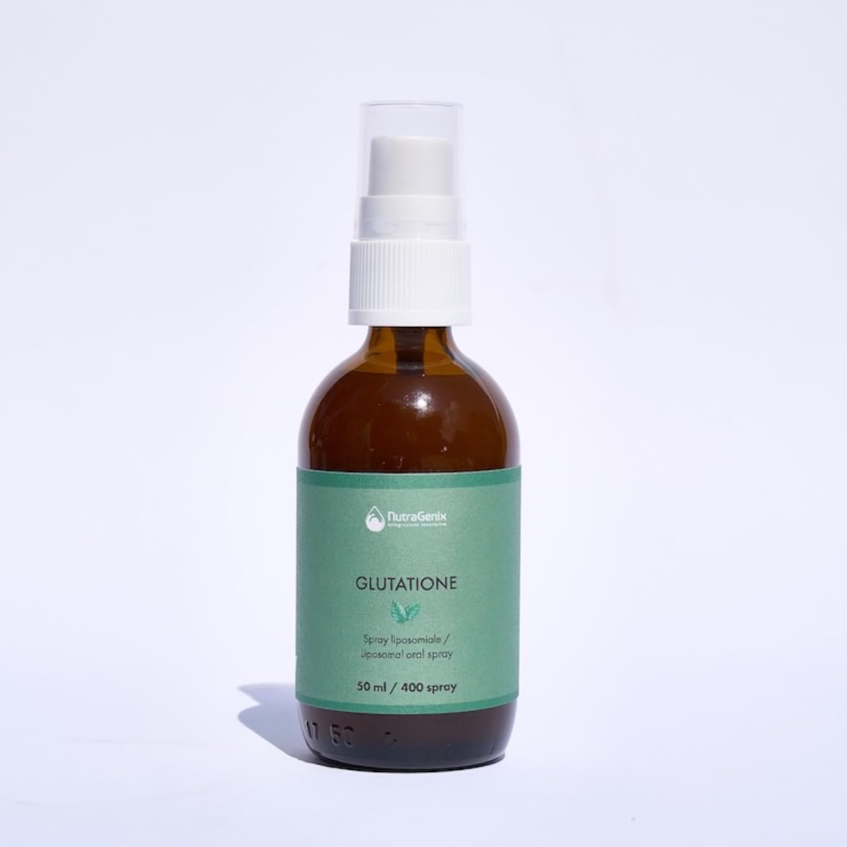 NutraGenix - Glutatione Spray Sublinguale 2000 mg – Integratore Liquido Liposomiale Antiossidante – Made in Italy, Vegano, Senza Glutine e Lattosio – 50 ml, 400 Spray