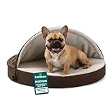 FurHaven Round Orthopedic Dog Bed for Medium Dogs, Egg Crate with a Solid Orthopedic Foam Base with Attached Blanket Hood and Removable Washable Cover, Medium, Sherpa & Suede Snuggery, Espresso