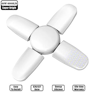 LED Basement Lights,6000LM 60W Led Garage Lights LED Shop Light,Deformable LED Light Bulbs