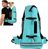 Feizikaw Hunderucksack mit Beinen Raus, Atmungsaktiver Haustier Rucksack mit Reflektorstreifen und Sicherheitsverschluss, Verstärkter Boden für Kleinhunde und Katzen (Grün, M)