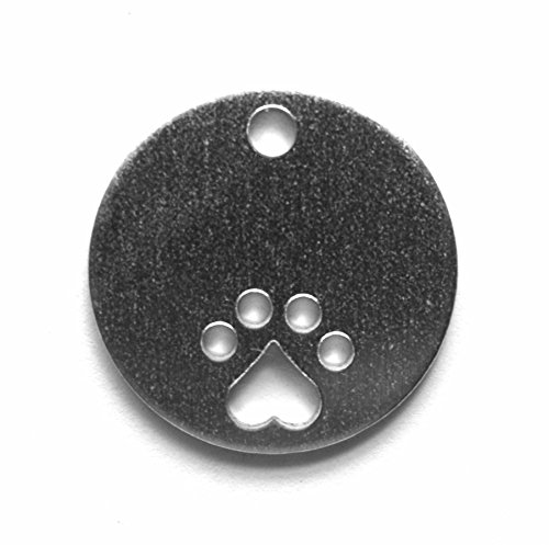 RMP Stamping Blanks, 1 Inch Round with Paw Print and Hole, Aluminum 0.063 Inch (14 Ga.) - 50 Pack