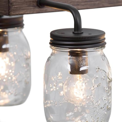 LOG BARN Farmhouse Chandeliers for Dining Room, 6-Light Rustic Dining Room Kitchen Chandelier Over Table, 27.5" L Mason Jar Faux Wood Kitchen Island Lighting by LOG BARN - Image 6