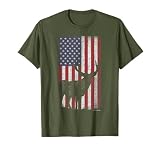 Deer Hunting Mule Deer Buck US Flag - American Retro T-Shirt